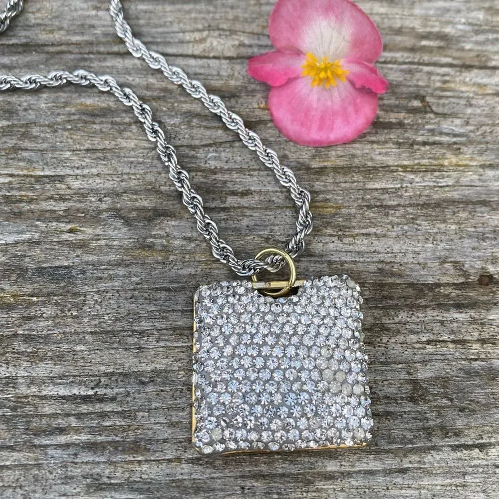 Lele Sadoughi Pave Mixed Shape Earring Repurposed into a Pendant Necklace. VGUC!